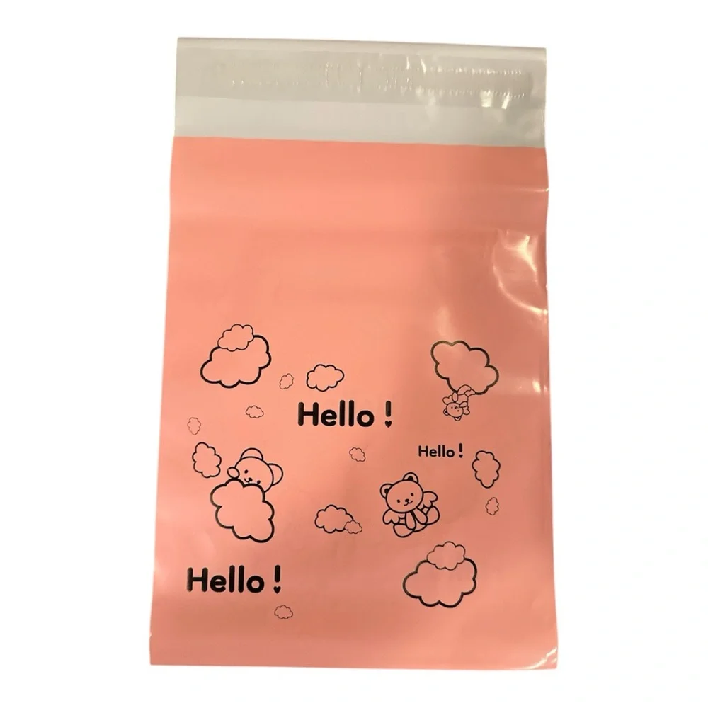 Pink Cute Teddy Bear Hello Clouds Poly Mailers 6x8 Shipping Bags - 30 Pack